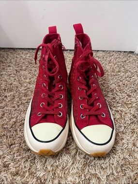 Steve Madden Red Glitter High-Top Platform Sneaker